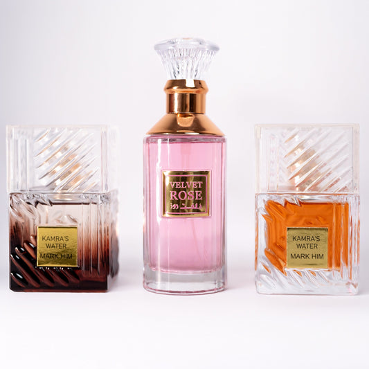 SET 3 PARFUMURI DAMA 100ml - KAMRA’S BURGUNDY + VELVET ROSE + KAMRA’S BROWN