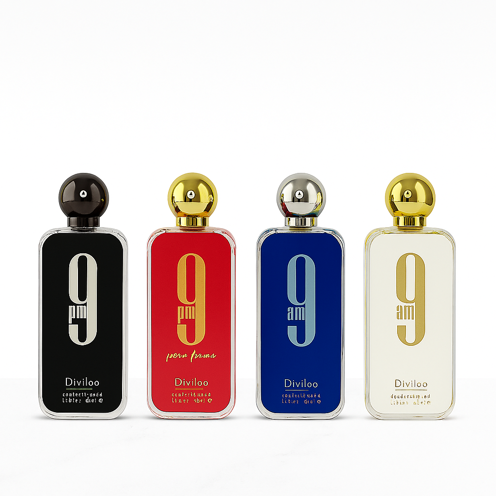 SET 4 PARFUMURI - 3 barbati + 1 dama - 9pm black, 9pm white, 9pm red, 9pm blue