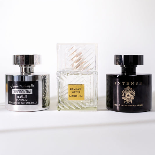 SET 3 PARFUMURI BĂRBĂTEȘTI 100ml - CONFIDENTIAL PLATINUM + INTENSE + KAMRA’S GREEN