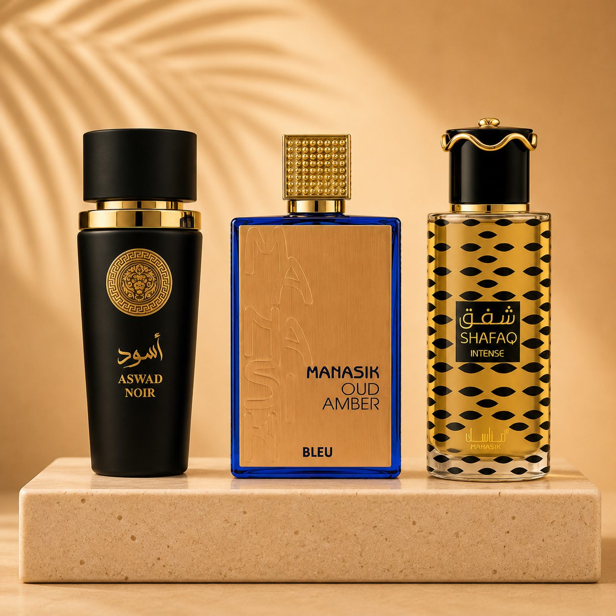 OFERTA 3 PARFUMURI BARBATESTI 100ML - ASWAD NOIR + OUD AMBER BLEU + SHAFAQ INTENSE