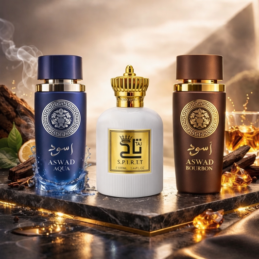 OFERTA 3 PARFUMURI BARBATESTI 100ML - ASWAD BOURBON + ASWAD AQUA + SPIRIT