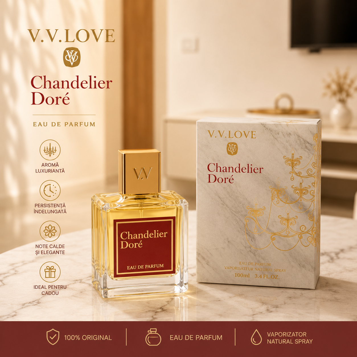 OFERTA 4 PARFUMURI DAMĂ + BĂRBĂTEȘTI - CHANDELIER DORE + IS FOR WOMEN + CIIQ + MARKHSOUSE