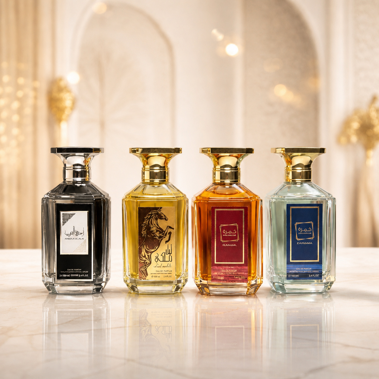 SET 4 PARFUMURI ARĂBEȘTI BĂRBĂTEȘTI 100ml - Lail Maleki + Khamrah Zanqama + Ameerat Al Arab + Khamrah Qahwa