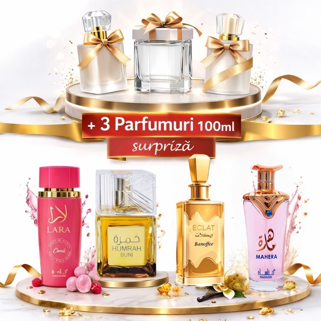 OFERTA 7 PARFUMURI DAMA 100ML - LARA CANDY + ECLAT BANOFFEE +HUMRAH +MAHERA + 3 SURPRIZA