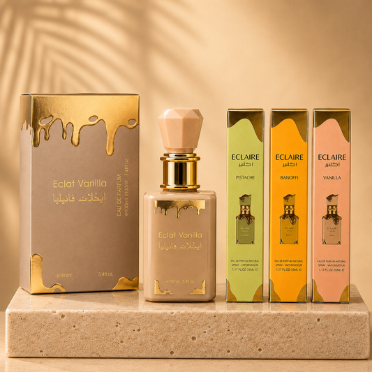 SET 4 PARFUMURI DAMA - ECLAT VANILLA 100ML + ECLAIRE PISTACHE 35ML + ECLAIRE BANOFFEE 35ML + ECLAIRE VANILLA 35ML