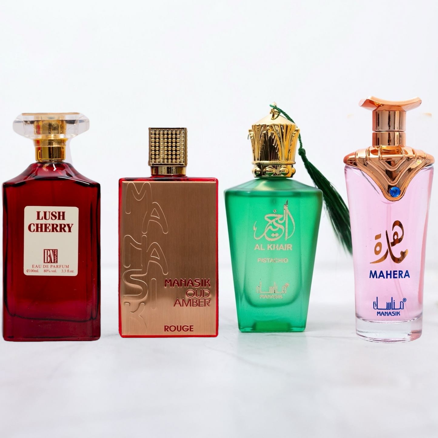 OFERTA 2 + 2 DAMA - Lush Cherry, Al Khair Pistachio, Mahera & Manasik Rouge