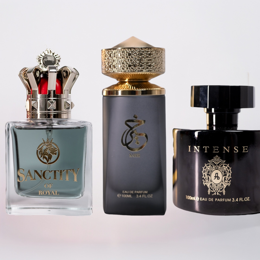 SET 3 PARFUMURI BĂRBĂTEȘTI 100ml - AL KHAYAL ASWAD, KARRI, INTENSE