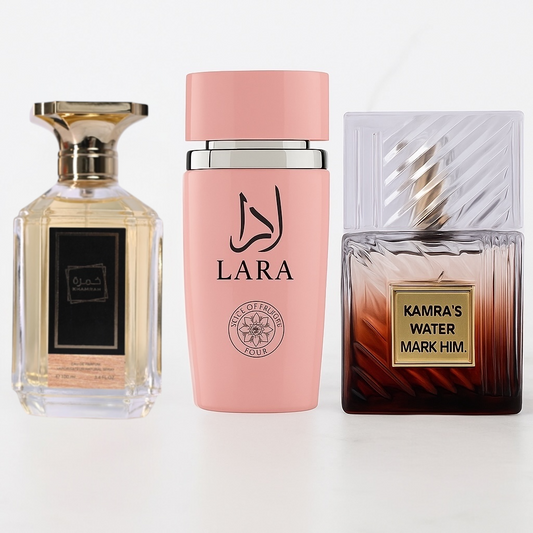 SET 3 PARFURI ARABESTI DAMA - LARA + KHAMRA'S BURGUNDY + KHAMRAH