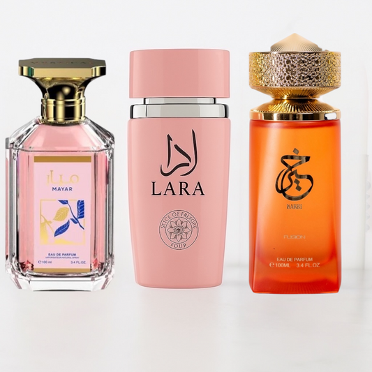 SET 3 PARFURI ARABESTI DAMA - LARA + KARRI FUSION + MAYAR