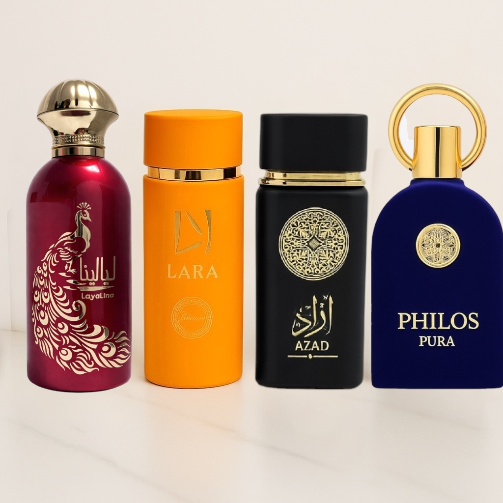 OFERTA 4 PARFUMURI (DAMA+BARBATESTI) - AZAD NOIR + LAYALINA + LARA TOUS + PHILOS PURA