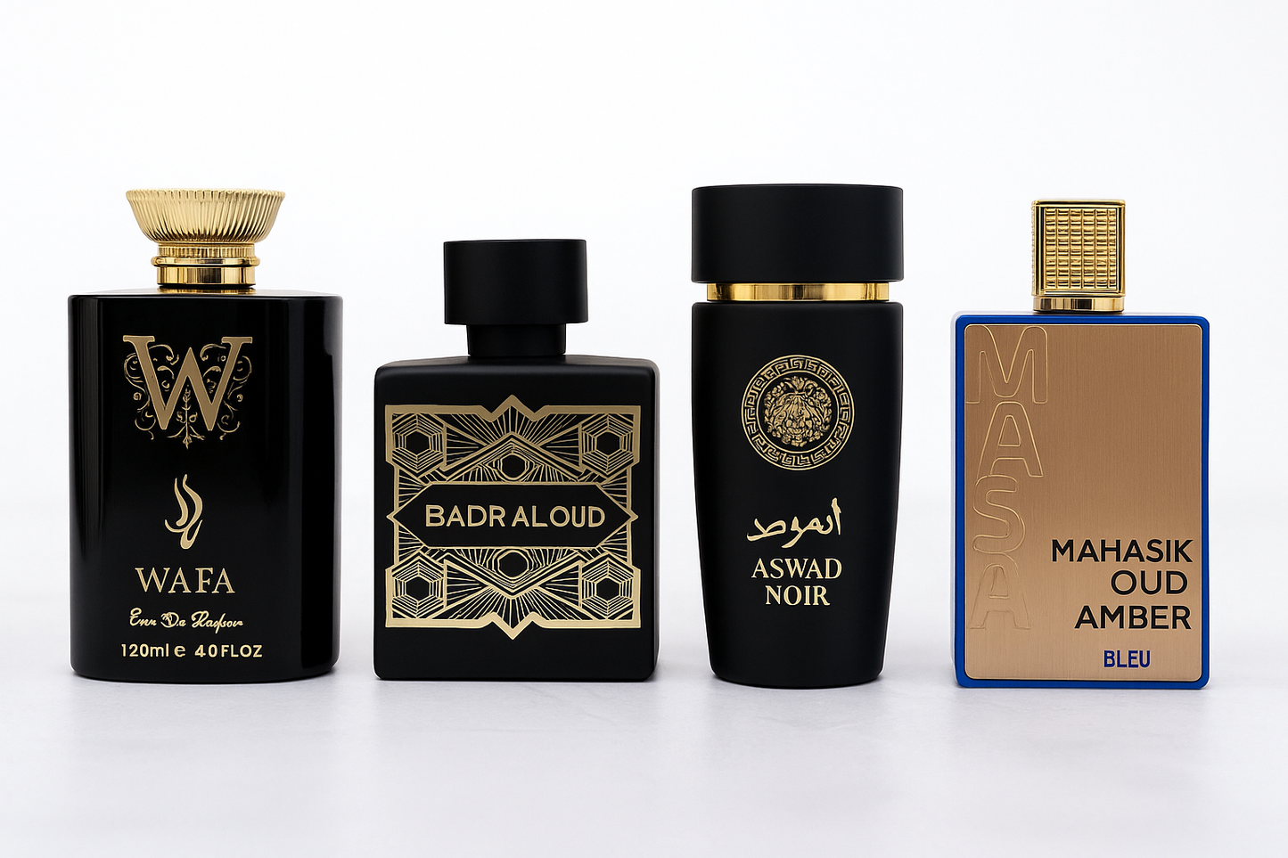 OFERTA 2+2 PARFUMURI BARBATI - WAFA, OUD AMBER BLUE, ASWAD NOIR, BADR AL OUD
