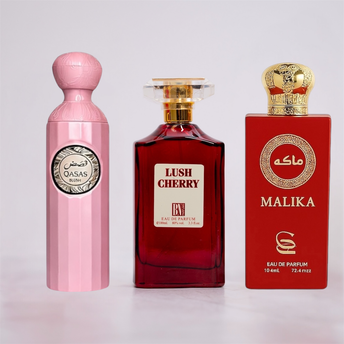 SET 3 PARFUMURI DAMĂ - LUSH CHERRY, QASAS BLUSH, MALIKA