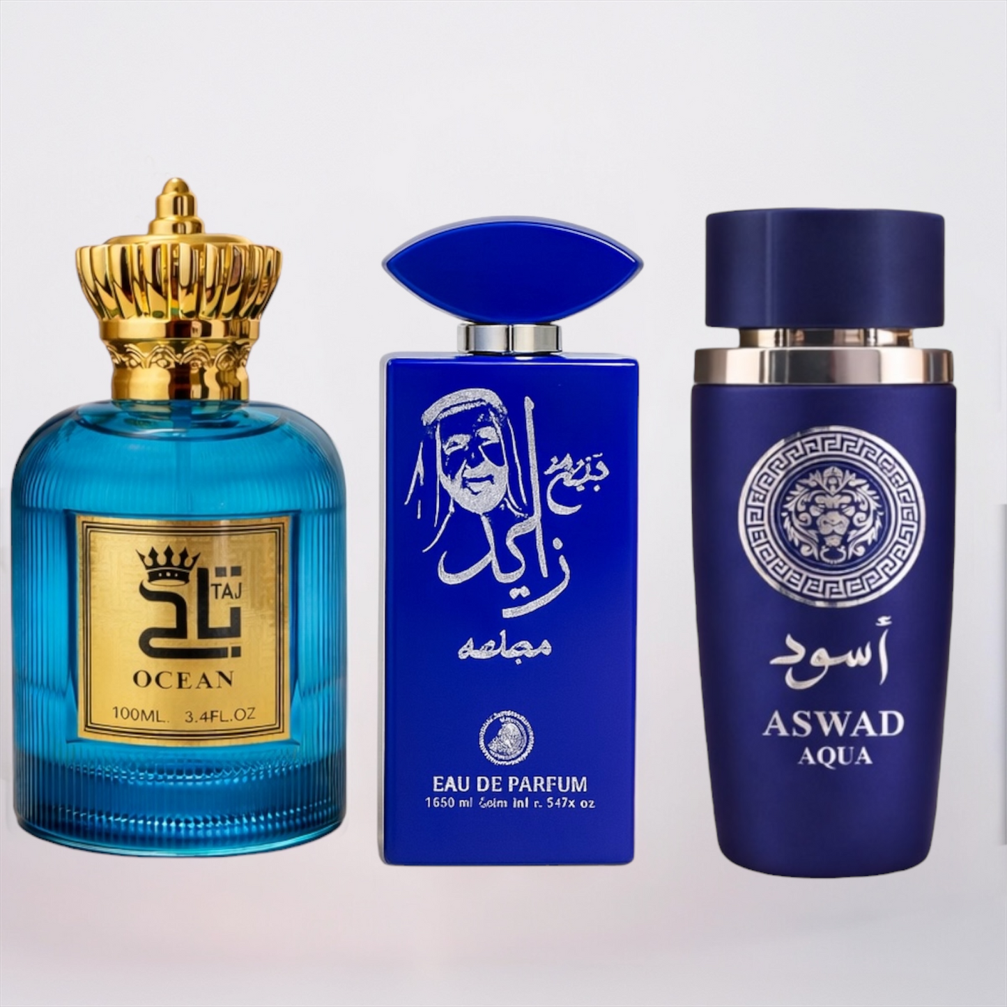 SET 3 PARFUMURI BĂRBĂTEȘTI 100ml - OCEAN, SHEIKH ZAYED ALBASTRU, ASWAD AQUA