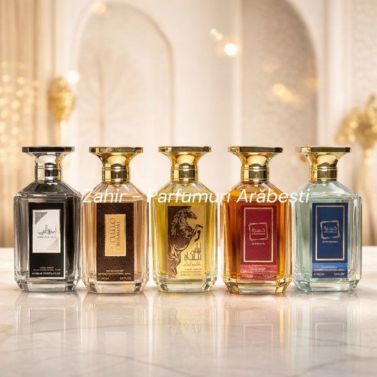 SET 5 PARFUMURI ARĂBEȘTI BĂRBĂTEȘTI 100ml - Lail Maleki + Khamrah Zanqama + Musamam + Ameerat Al Arab + Khamrah Qahwa