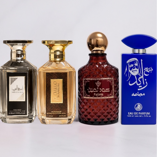 SET 4 PARFUMURI BARBATI - FALINTA, SHEIKH ZAYED ALBASTRU, MUSAMAM, AMEERAT AL ARAB