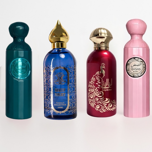 OFERTA 4 PARFUMURI (DAMA + BARBATESTI) - QASAS BLUSH + GHALTAT NIGHT + QASAS AMORA + LAYALINA