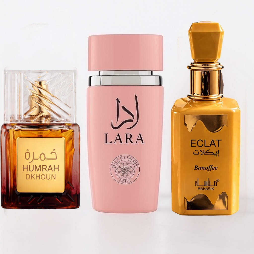 SET 3 PARFURI ARABESTI DAMA - LARA + ECLAT BANOFFEE + HUMRAH DKHOUN