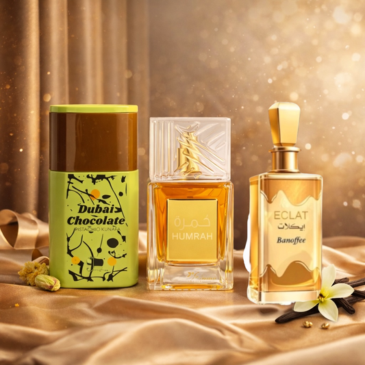 OFERTA 3 PARFUMURI DAMA 100ML - DUBAI CHOCOLATE + ECLAT BANOFFEE + HUMRAH