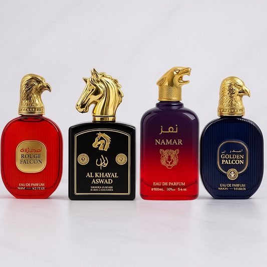 SET 4 PARFUMURI BARBATI - NAMAR, GOLDEN FALCON, AL KHAYAL ASWAD, ROUGE FALCON