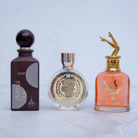 SET 3 PARFUMURI DAMA - VIGOROUS, ETERNAL COFFEE, BENT JERAN