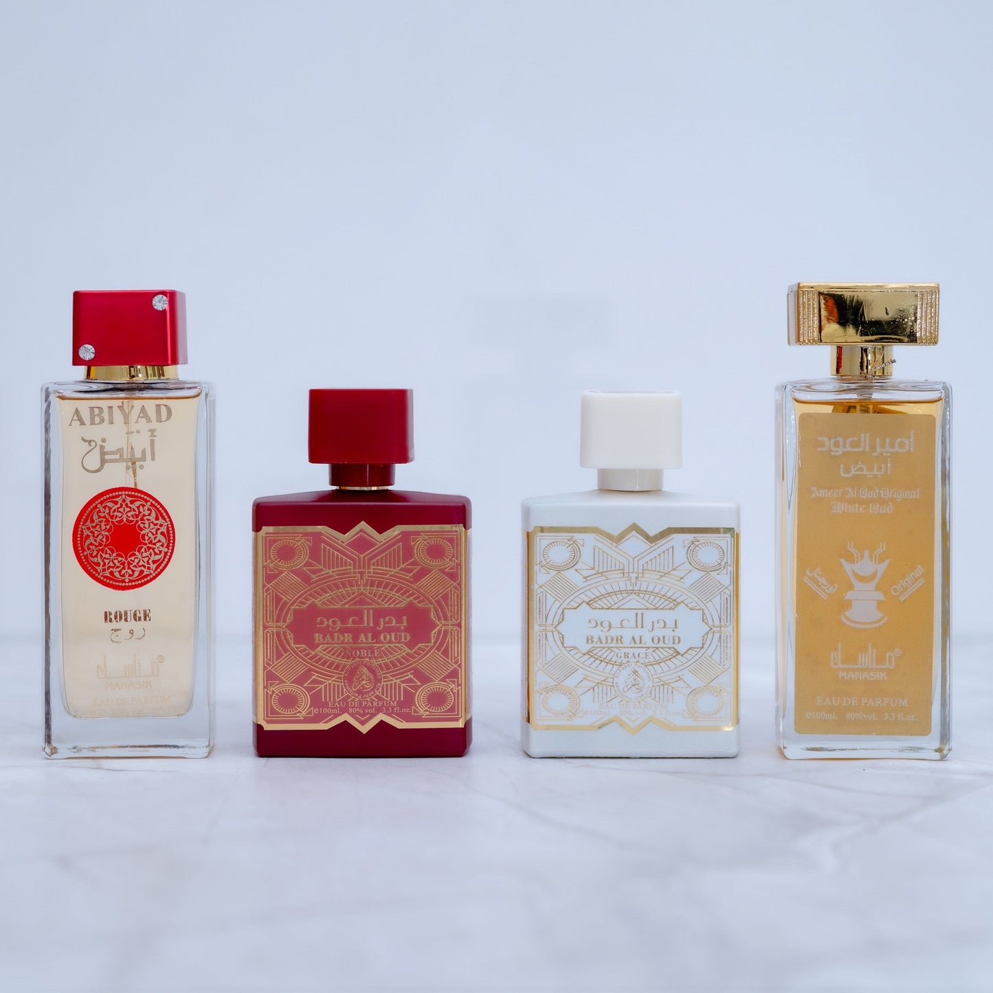 SET 4 PARFUMURI DAMA - ABYAD ROUGE, BADR AL OUD GRACE, AMEER AL OUD WHITE, BADR AL OUD NOBLE
