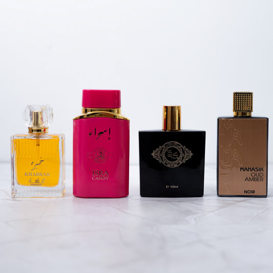 OFERTA 2 +2 dama+barbati  ISRA CANDY, KHABRAH, OUD 24H, AMBER OUD NOIR