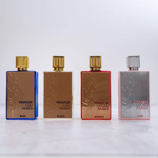 OFERTA 2+2 MANASIK AMBER OUD- GOLD, BLEU, PINK, ROUGE (dama+bărbați)