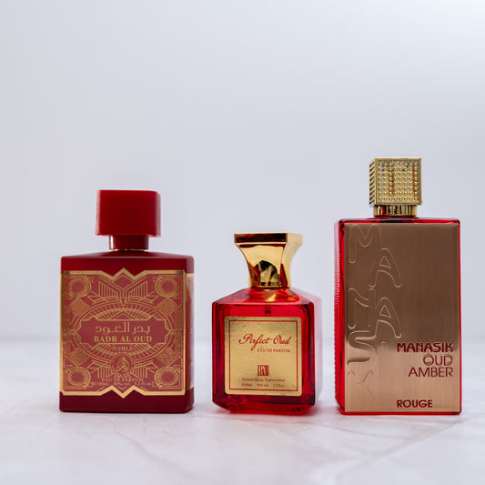 OFERTA 2+1 PERFECT OUD, MANASIK OUD AMBER ROUGE, BADR AL OUD NOBLE (dama)