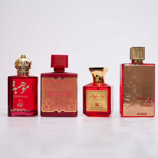 OFERTA 2+2 MUHIBAH, PERFECT OUD, BADR AL OUD NOBLE, MANASIK OUD AMBER ROUGE(dama)