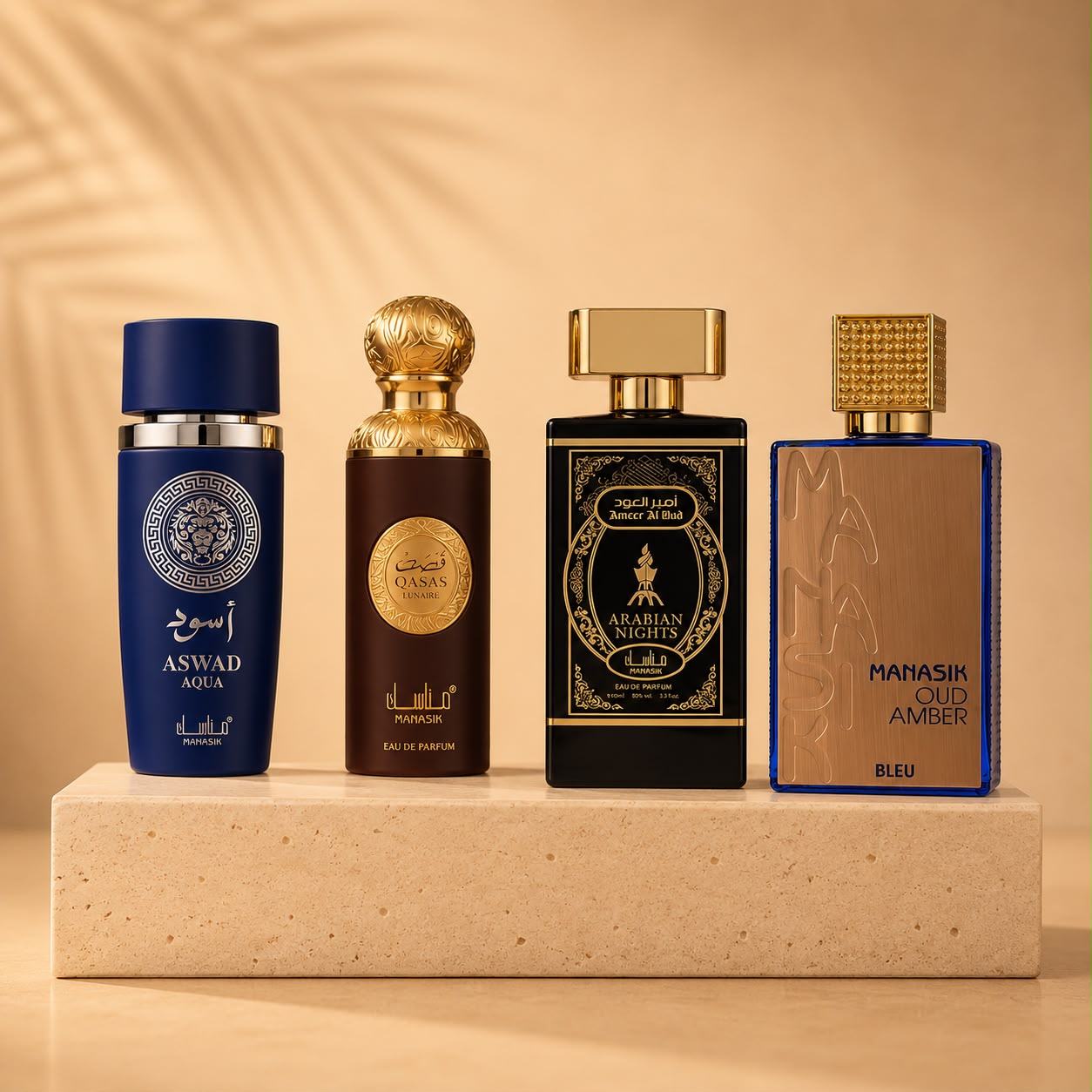 SET 4 PARFUMURI BARBATESTI 100 ml- ASWAD AQUA + QASAS LUNAIRE + ARABIAN NIGHTS + MANASIK OUD AMBER BLEU